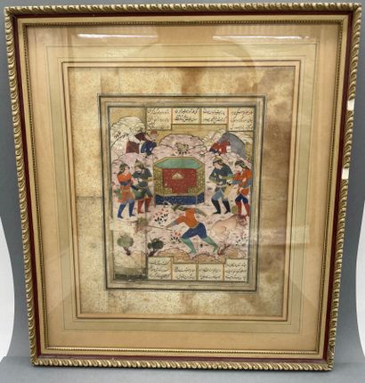 Two Persian miniatures from the same series,...