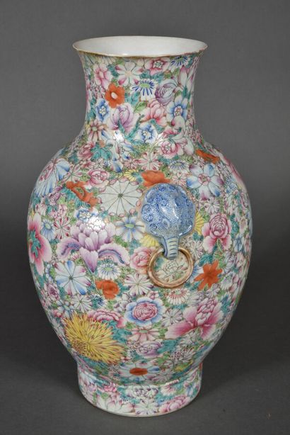 A Famille Rose porcelain and enamel baluster...