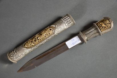 Dagger with silver and gilt metal frame,...