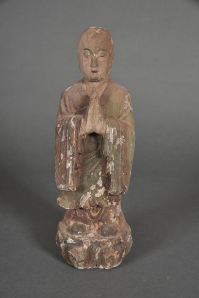 Polychrome wooden subject representing a...