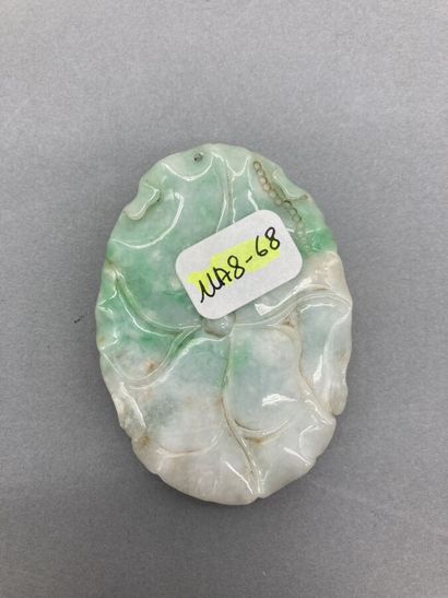 Two jade objects, one in white jadeite veined...