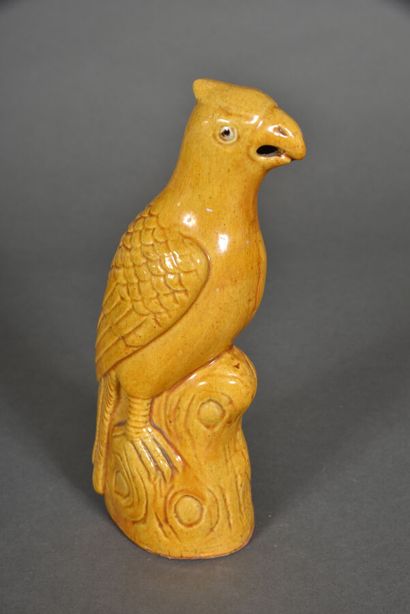 Yellow glazed ceramic subject representing...
