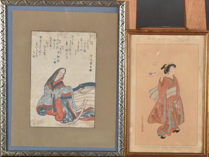Lot of four prints, including two oban tate-e,...