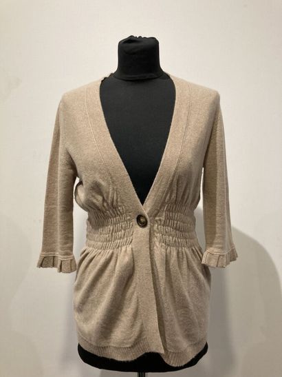MAX ET MOI - Gilet en cachemire beige, encolure...