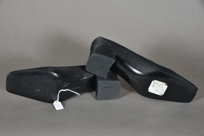 SALVATORE FERRAGAMO. Pair of black satin...
