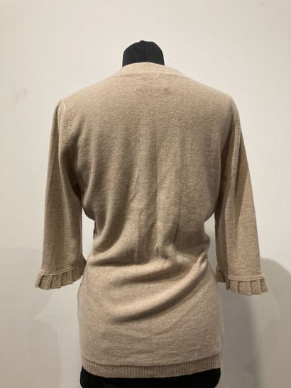 MAX ET MOI - Gilet en cachemire beige, encolure...
