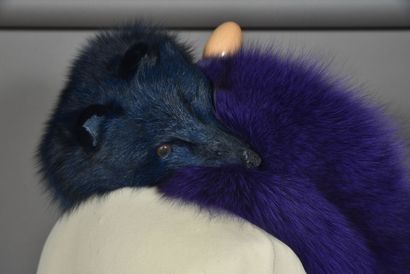 Scarf made of two glossy whole foxes, one...