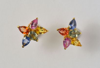 Pair of 18K (750/oo) yellow gold earrings...