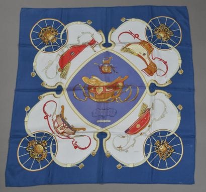 HERMES PARIS. Printed silk twill square titled...
