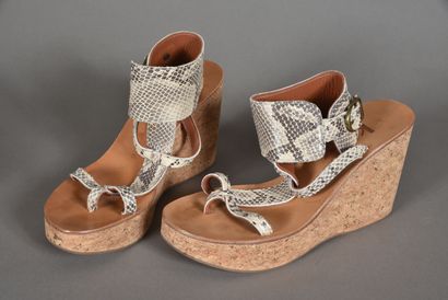 K. JACQUES. Pair of sandals in beige reptile...