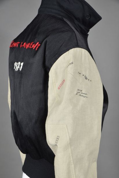 SAINT LAURENT Paris. Short teddy bomber in...