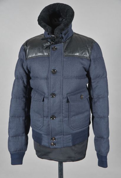 BURBERRY. Blue quilted jacket with black...