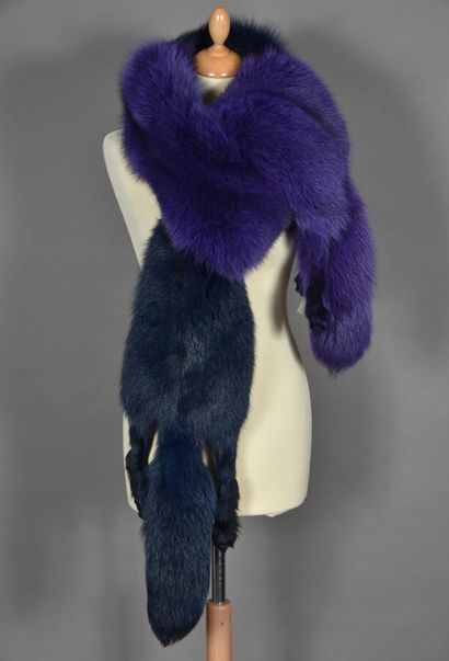 Scarf made of two glossy whole foxes, one...