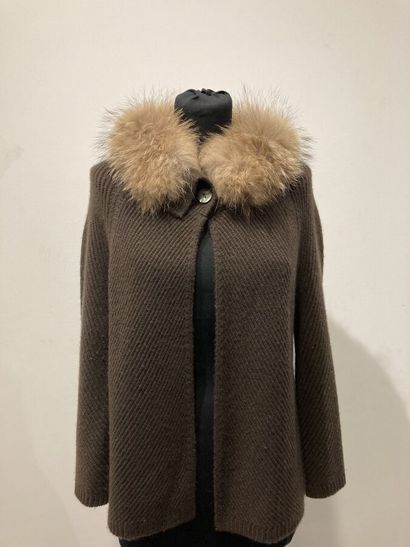SAM-RONE - Gilet en cachemire marron côtelé,...