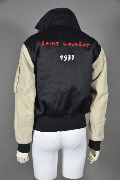 SAINT LAURENT Paris. Short teddy bomber in...