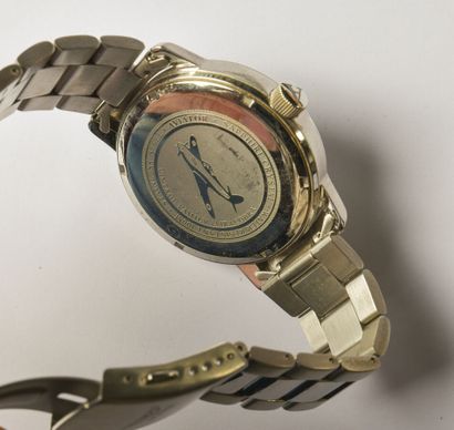 AVIATOR: Steel watch, round dial with gray...