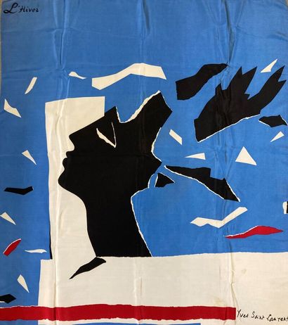 YVES SAINT LAURENT - Carré en soie imprimé,...