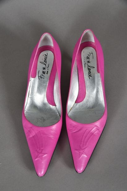 FREE LANCE, Pair of pink leather pumps with...