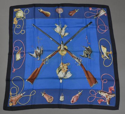 HERMES PARIS. Silk twill square printed with...