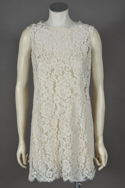 DOLCE & GABBANA. Ivory lace mini dress without...