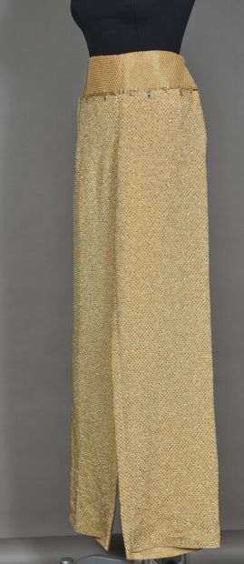 Gianfranco Ferre. Gold polyester silk wide-leg...