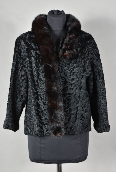 Georges KAPLAN. Short jacket in black Astrakan...