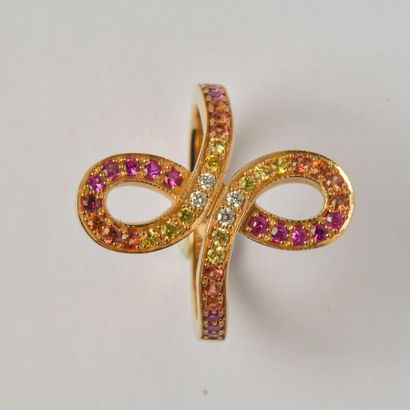 LALIQUE: 18K (750/oo) yellow gold ring with...