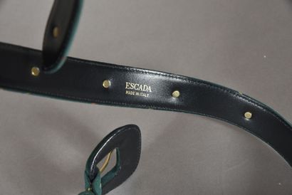 ESCADA. Green suede belt with a plaid pattern...