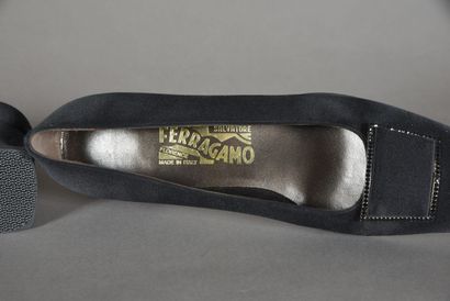 SALVATORE FERRAGAMO. Pair of black satin...