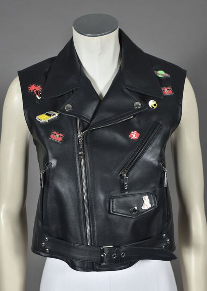 LOUIS VUITTON 
Black leather sleeveless vest...