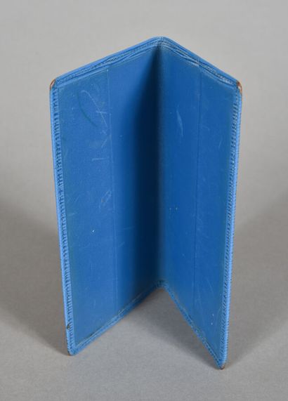 LOUIS VUITTON. Card holder in blue epi leather....