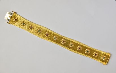 Ribbon bracelet in 18K gold (750/oo) of several...