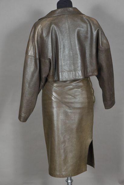 Alaïa. Bronze lambskin leather outfit including...