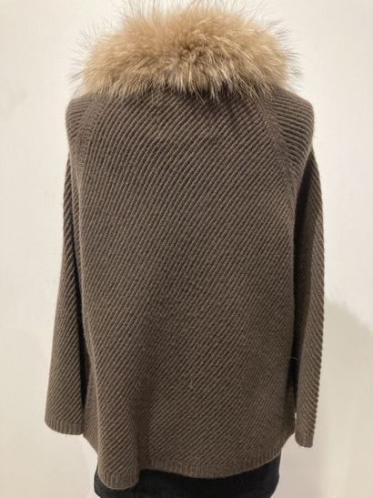 SAM-RONE - Gilet en cachemire marron côtelé,...