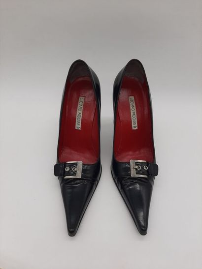 LUCIANO PADOVAN. Pair of pumps, black glazed...