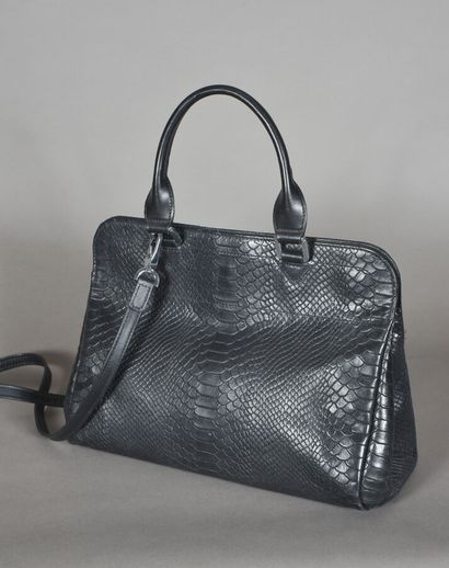LONGCHAMP. Anthracite leather reptile bag,...