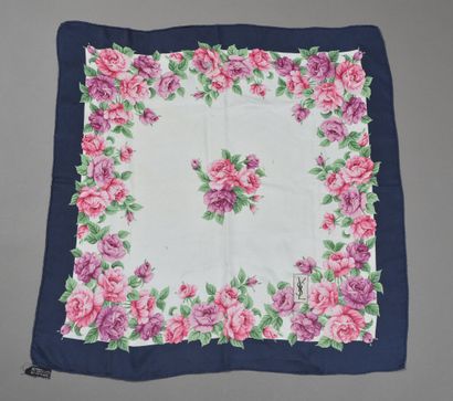 YVES SAINT LAURENT. Lot of two printed silk...