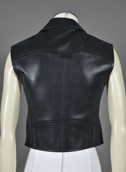 LOUIS VUITTON 
Black leather sleeveless vest...