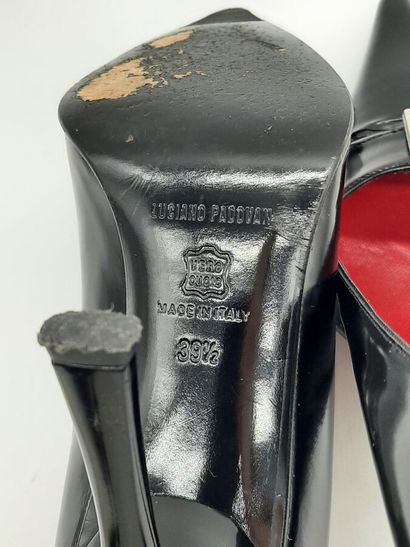 LUCIANO PADOVAN. Pair of pumps, black glazed...