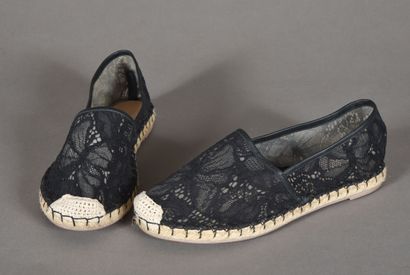 VALENTINO. Pair of espadrilles in black lace...