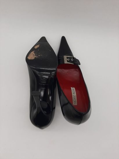 LUCIANO PADOVAN. Pair of pumps, black glazed...
