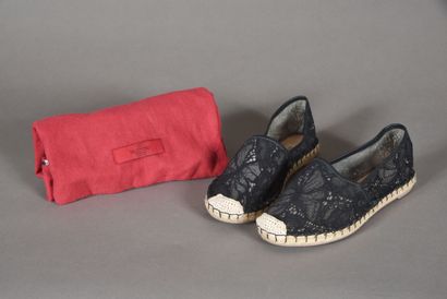 VALENTINO. Pair of espadrilles in black lace...
