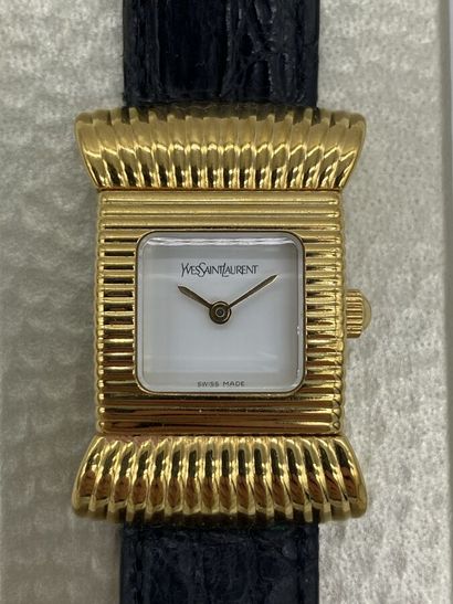 YVES SAINT LAURENT. Watch with square dial...
