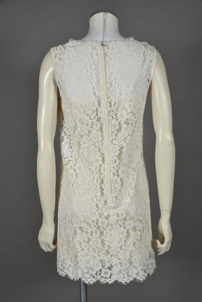 DOLCE & GABBANA. Ivory lace mini dress without...