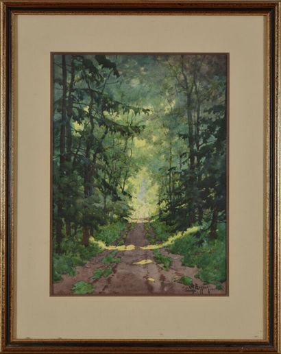 André BARBIER (1883-1970).
Le Saix, alley.
Watercolor...