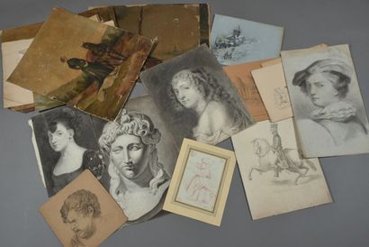 Cardboard folder including various reproductions,...