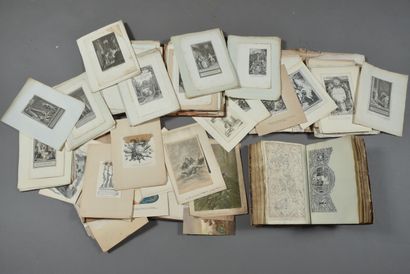 Four bound volumes containing various vignettes,...