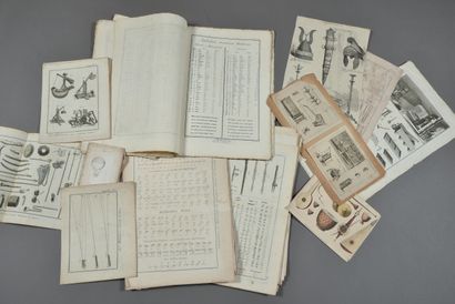 Set of engraved plates on techniques, writing...