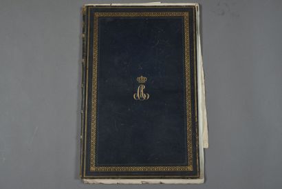 Bookbinding covered with dark blue morocco...
