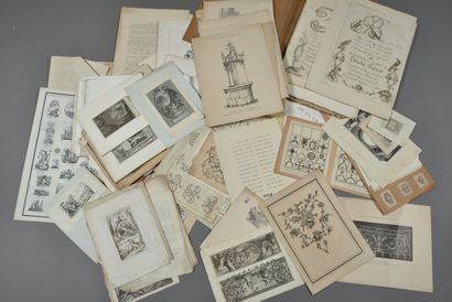 Cardboard pocket including numerous engravings...
